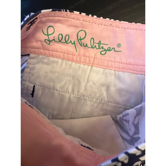 Lilly Pulitzer Womens Callahan Zebra Print Cotton Shorts Size 4 Blue & White - Picture 4 of 6